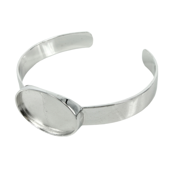 Cuff Bracelet with 19x27mm Oval Bezel Mounting in Sterling Silver