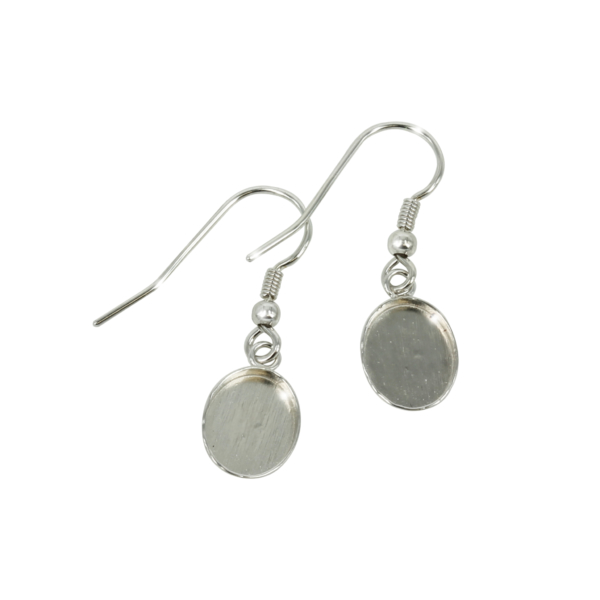 Earwires with Oval Bezel Cup in Sterling Silver
