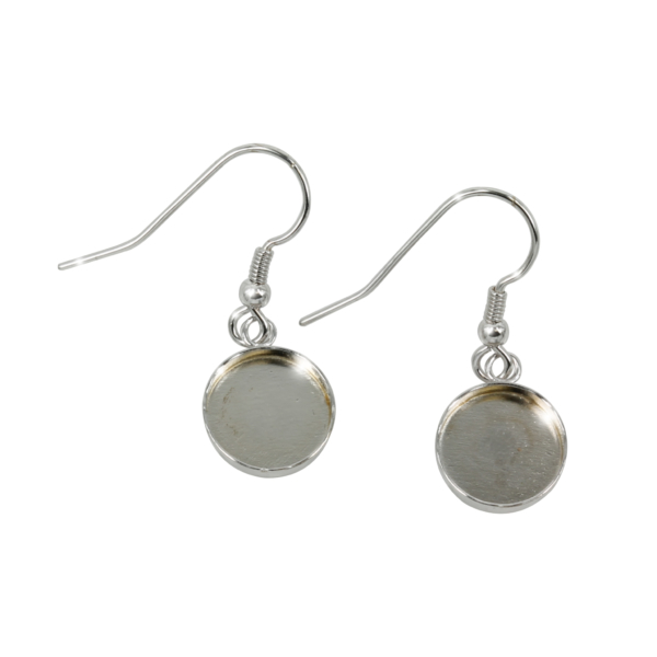 Earwires with Round Bezel Cup in Sterling Silver with Round Bezel Cup in Sterling Silver