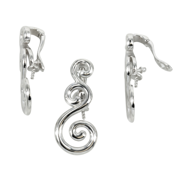 Curls Cup & Peg Bail in Sterling Silver 14x31mm