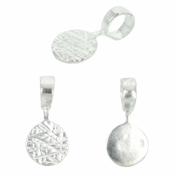 Round Glue-on Bail in Sterling Silver with 8mm Pad