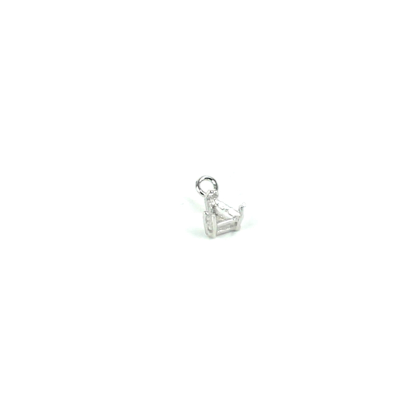 Pendant Setting with Triangular Shape Prongs Mounting in Sterling Silver 4x4mm