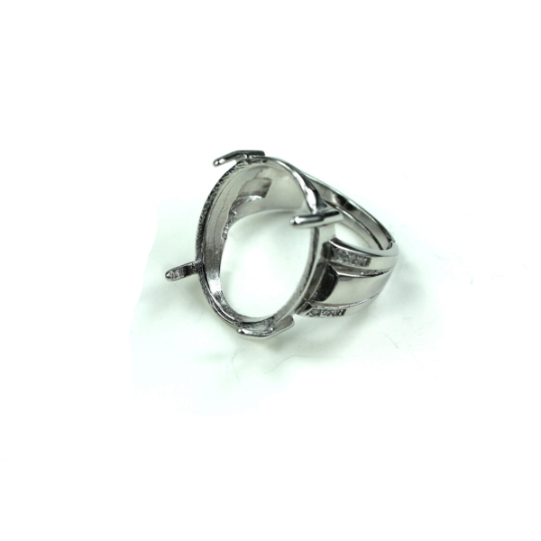 Adjustable Raised Ring Setting with Oval Prongs Mounting in Sterling Silver 16x21mm