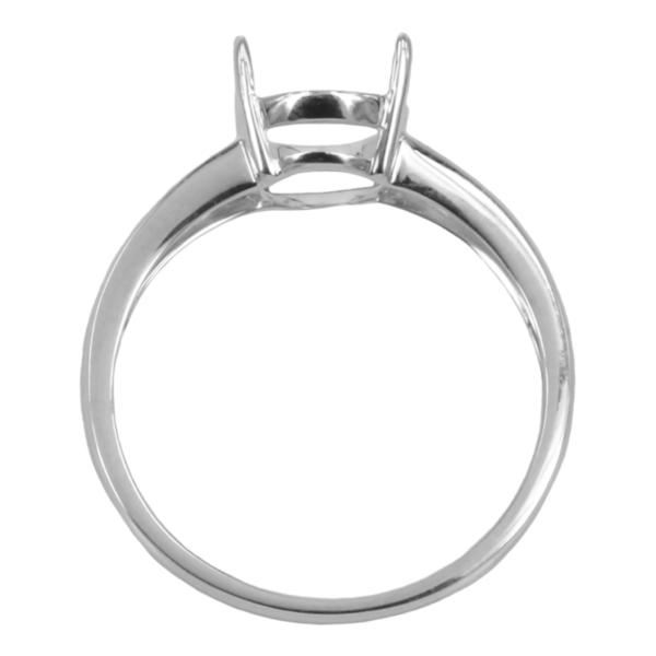 14K While Gold Classic Split-Shank Ring with Prong Setting for 8x10mm Stones