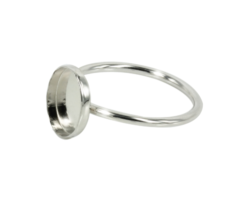 Bezel Ring with Oval Bezel Cup in Sterling Silver