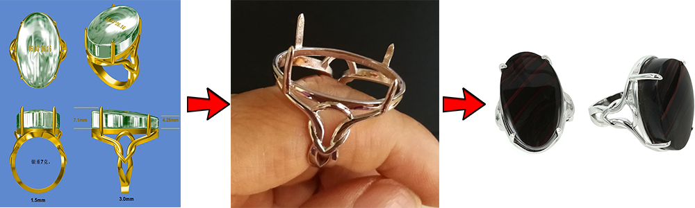 DIY Jewellery custom made 3D design, custom ring setting, customer finished ring